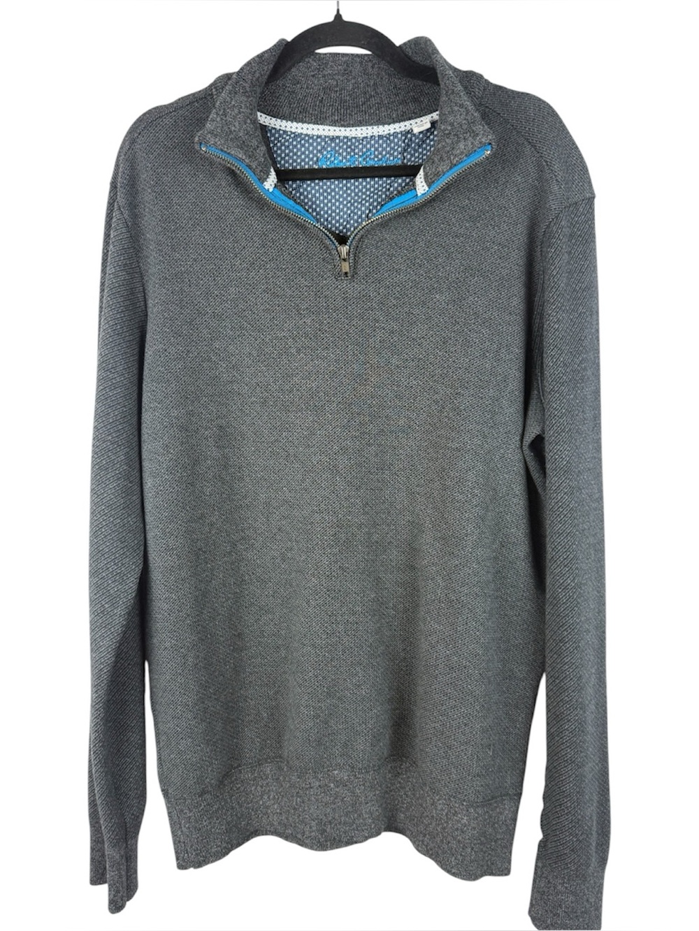Robert Graham Mens XL Charcoal Grey Textured Knit Quarter Zip Pullover Sweater